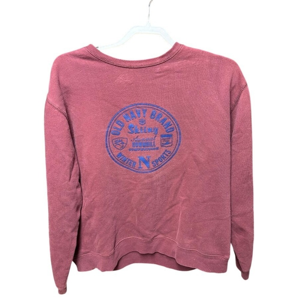 Old Navy Brand Skiing Annual Downhill Competition Graphic Sweatshirt Maroon M